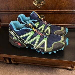 Salomon Trail Shoes in Blue and Green